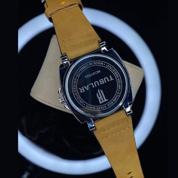 Tubular Quartz Leather Watch – Night Glow & Stainless Steel - Image 5